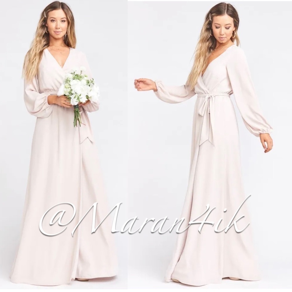 NWT Show Me Your Mumu Lady Long
Sleeve Wrap Dress Show Me The Ring Ivory XS